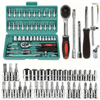 46 Piece Multi Purpose Tool Kit Comprehensive Hand Tool Set Green-1