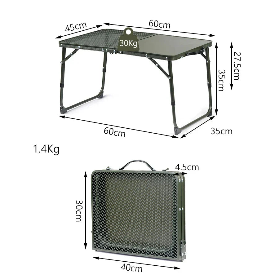 Adjustable Camping Table with Dual Surface Panels Green-3