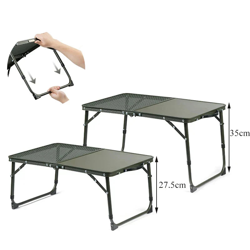 Adjustable Camping Table with Dual Surface Panels Green-2