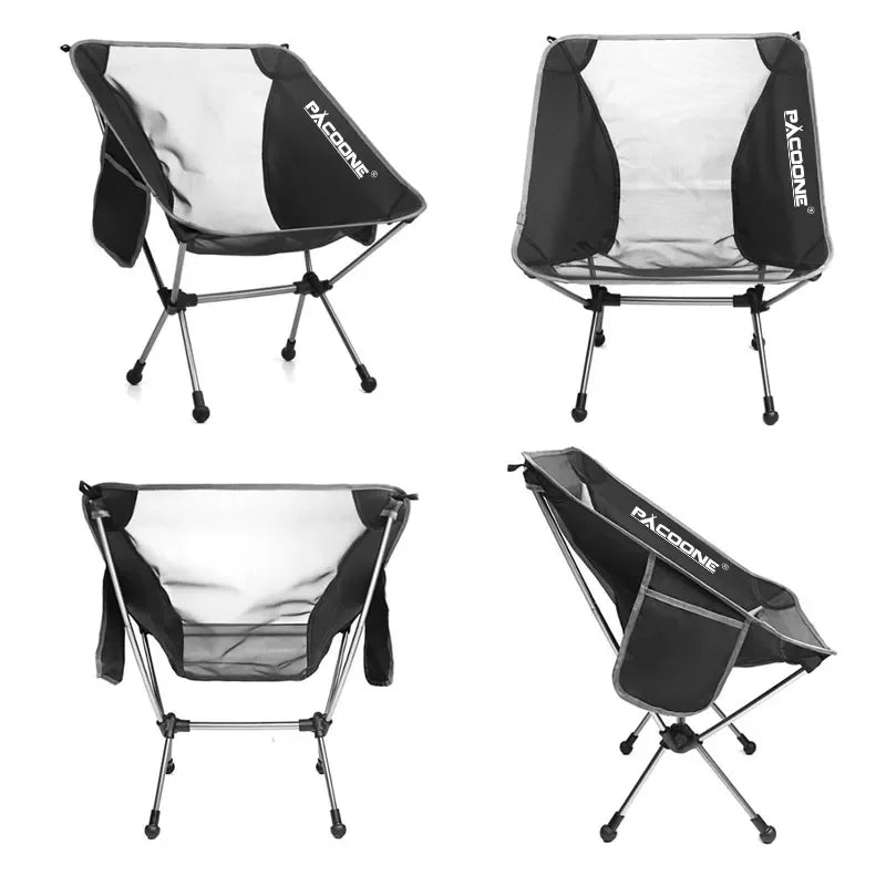 Folding Aluminum Camping Chair Portable High-Load Outdoor Seat Black-1
