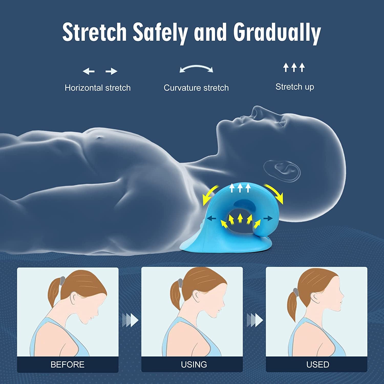 Neck Stretcher for Pain Relief, Neck and Shoulder Relaxer Cervical Traction Device Pillow for Muscle Relax and TMJ Pain Relief