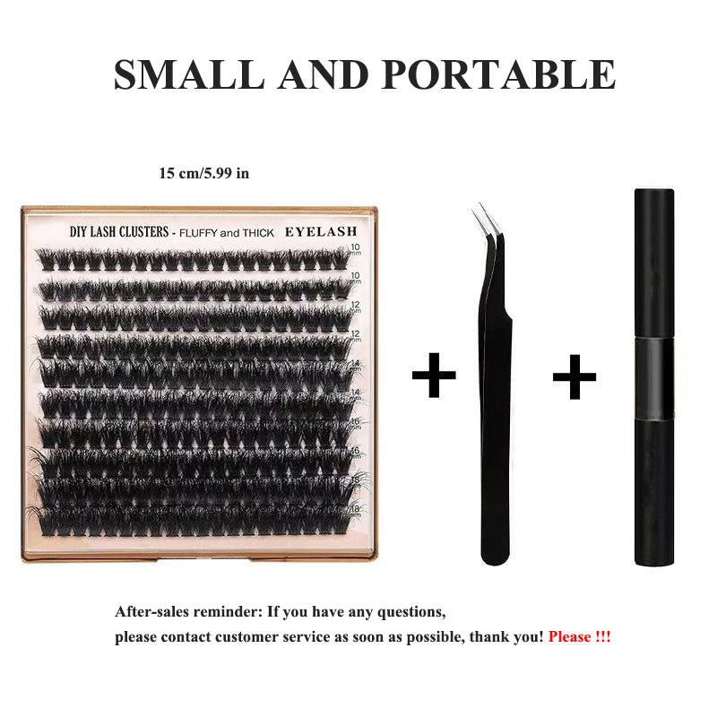 100D Volume Lash Cluster Kit - Natural Wispy Individual Eyelash Extensions (9-16mm) with DIY Application Tools, Lash Bond, and Seal