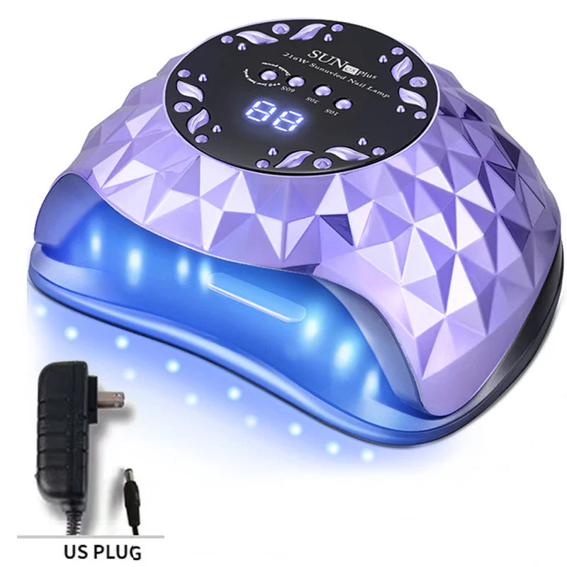 Professional UV LED Nail Lamp 216W Smart Sensor Gel Dryer - 36 LEDs Fast Curing Light for All Gels, Eye Care, No Dark Hands