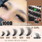100D Volume Lash Cluster Kit - Natural Wispy Individual Eyelash Extensions (9-16mm) with DIY Application Tools, Lash Bond, and Seal