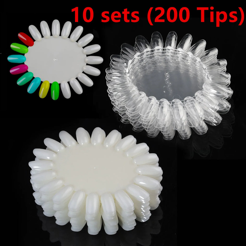 10sets 200 tips False Nail Swatches Wheels, Nail Polish Color Display Manicure Practice Color Tester Board for Home  Salon DIY
