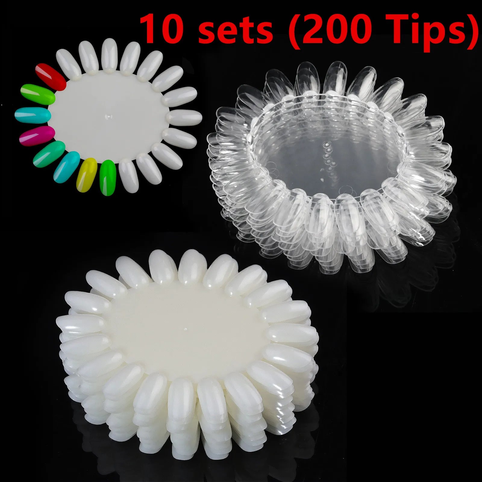 10sets 200 tips False Nail Swatches Wheels, Nail Polish Color Display Manicure Practice Color Tester Board for Home  Salon DIY