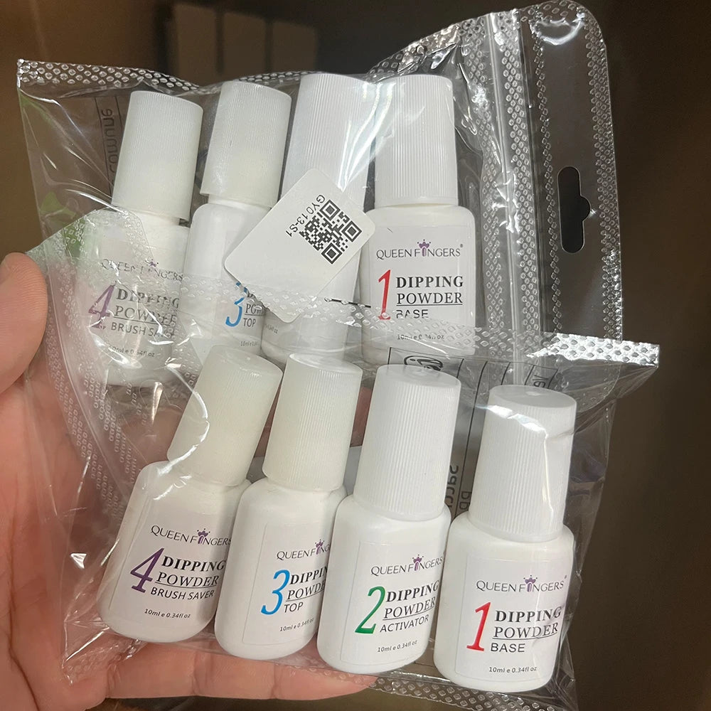 1/4pcs Dipping Nail Powder System Liquid Kit (Base Activator Top Brush Saver)