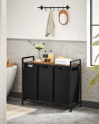 Laundry Hamper, Laundry Basket, Laundry Sorter with 3 Pull-Out and Removable Bags, Shelf, Metal Frame, 3 X 10 Gallons (38L), 36.4 X 13 X 28.4 Inches, Rustic Brown and Black UBLH301B01