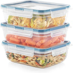 Total Solution 6 Piece Rectangle Plastic Food Storage Container Value Set, (3 X 8.5 Cup [2L] Containers with 3 X Tab Locking Lids) Opaque