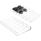 2 Pack Acrylic Sunglass Organizer, 6 Slot Eye Glasses Storage Holder Display Racks Stackable Eyewear Drawer Organizer Tray