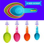 Dog Food Scoop Set of 4 - Plastic Measuring Cups for Dog, Cat and Bird Food (Random Color)