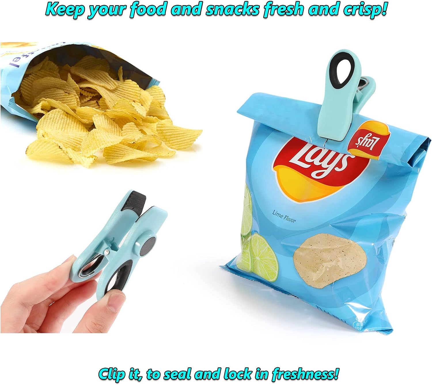 12 Pack Chip Clips, Magnetic Bag Clips with Airtight Seal for Chips, Bread, Snacks, Fridge Organizer Kitchen Storage Clips Multicolor