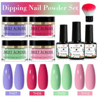 MEET ACROSS 5g Glitter Dipping Nail Powder Set Nude Pink Purple Dipping Nail System Kits No Need Lamp Saving Time DIY Nail Art