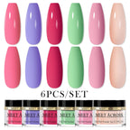 MEET ACROSS 5g Glitter Dipping Nail Powder Set Nude Pink Purple Dipping Nail System Kits No Need Lamp Saving Time DIY Nail Art
