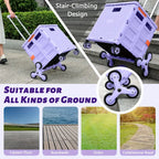 Portable Folding Cart with Stair Climbing Wheels- Purple-3